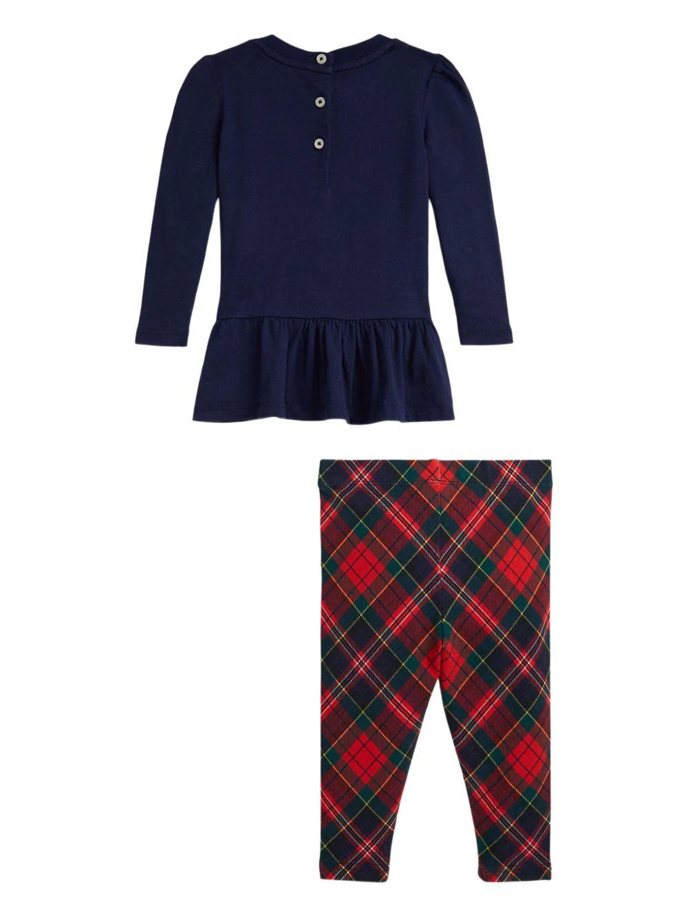 Set t-shirt e pantaloni per neonata Polo Ralph Lauren Kids blu con stampa tartan - Image 2