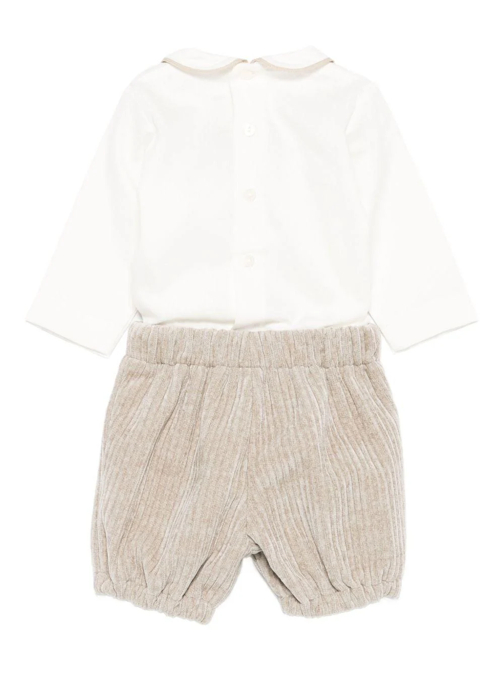 Set t-shirt e pantaloni per neonato La Stupenderia beige con colletto alla Peter Pan - Image 3