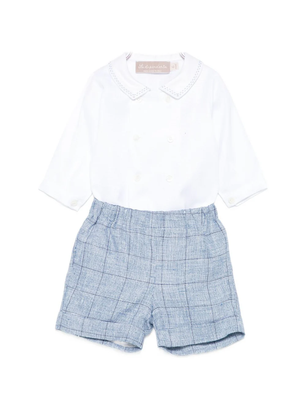 Set t-shirt e short per neonato La Stupenderia blu con colletto tondo