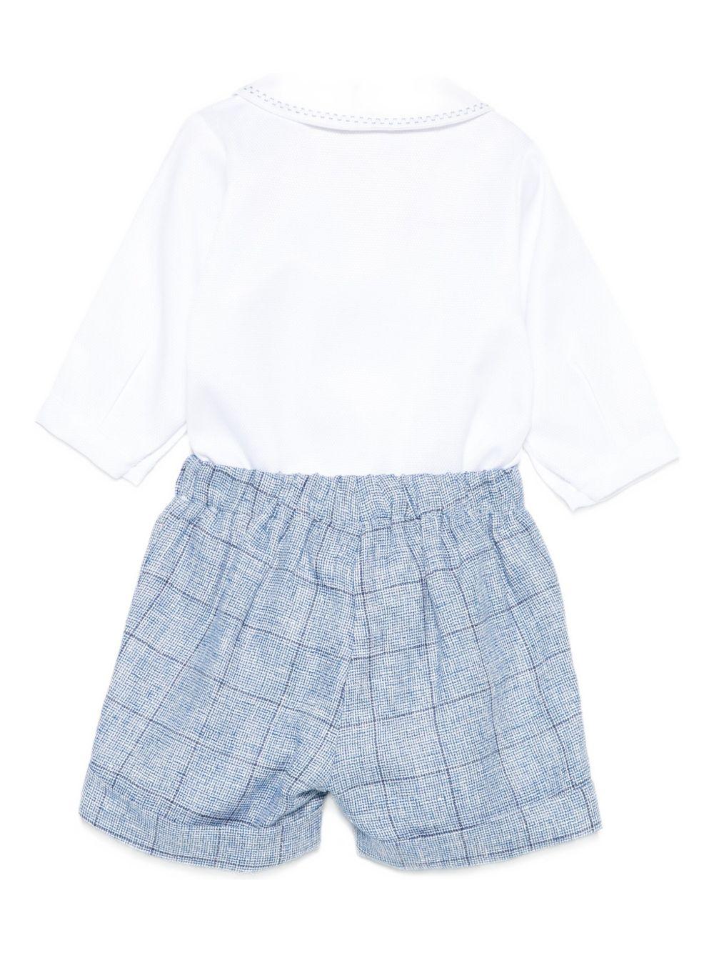 Set t-shirt e short per neonato La Stupenderia blu con colletto tondo - Image 3