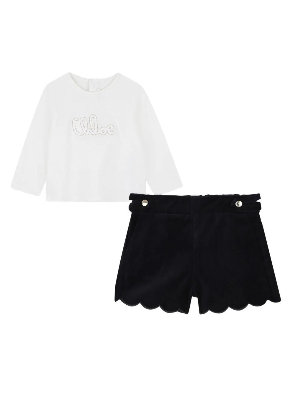 Set t-shirt e shorts per neonata Chloé Kids multicolore con logo ricamato