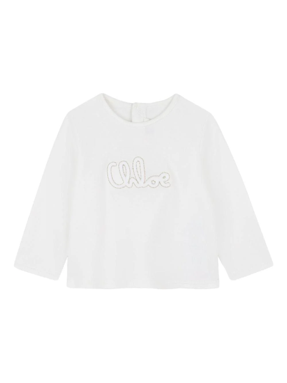 Set t-shirt e shorts per neonata Chloé Kids multicolore con logo ricamato - Image 2