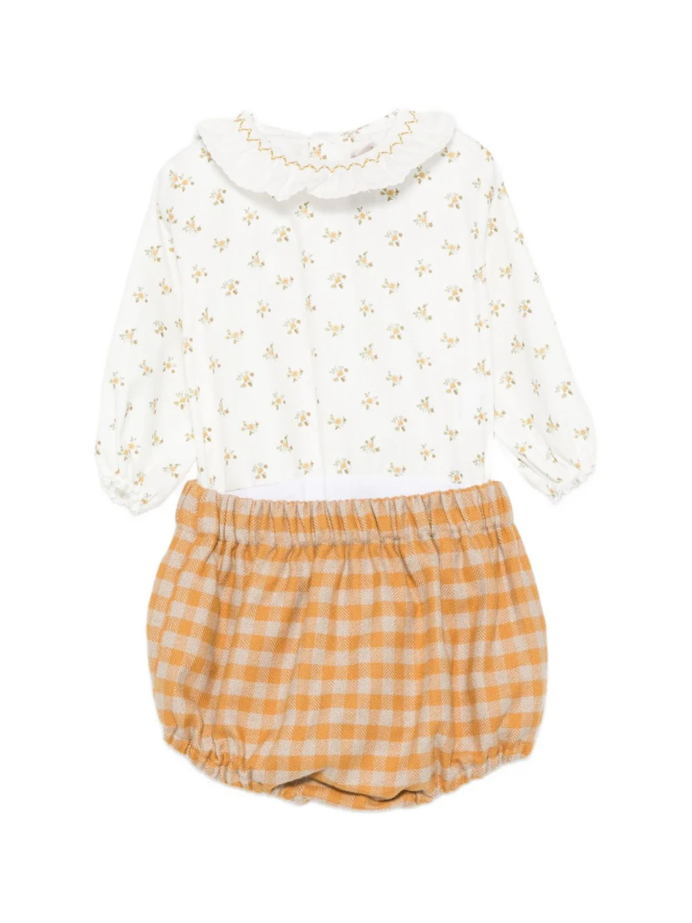 Set t-shirt e shorts per neonata La Stupenderia arancione con decorazione floreale