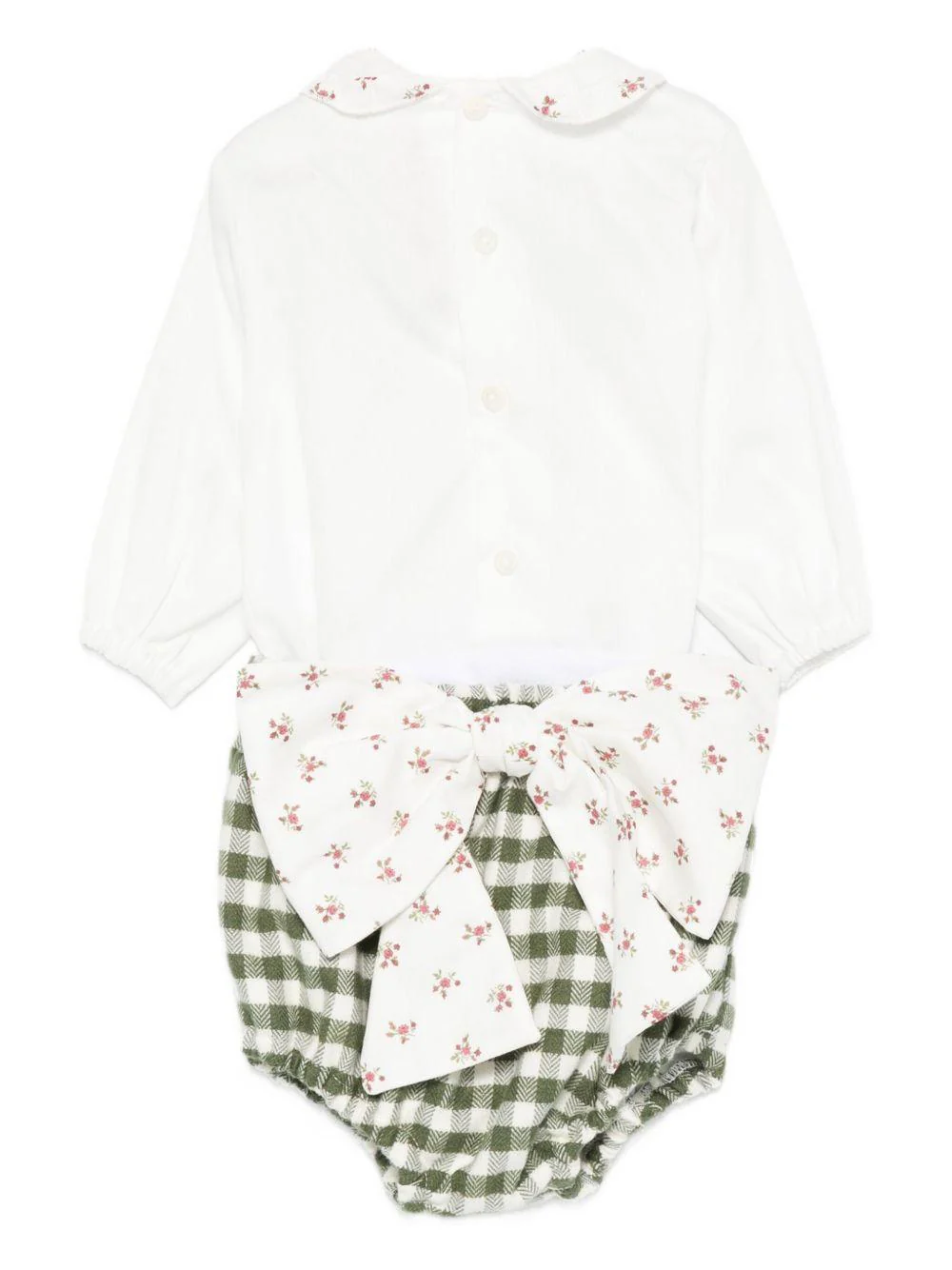 Set t-shirt e shorts per neonata La Stupenderia verde con colletto con dettagli ricamati - Image 2