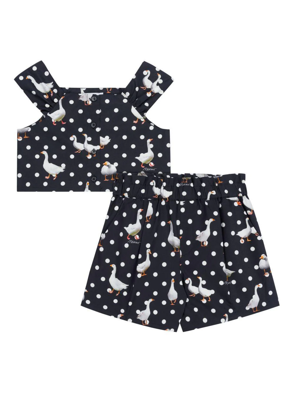 Set Top e Shorts per bambina Moschino Kids nero con stampa