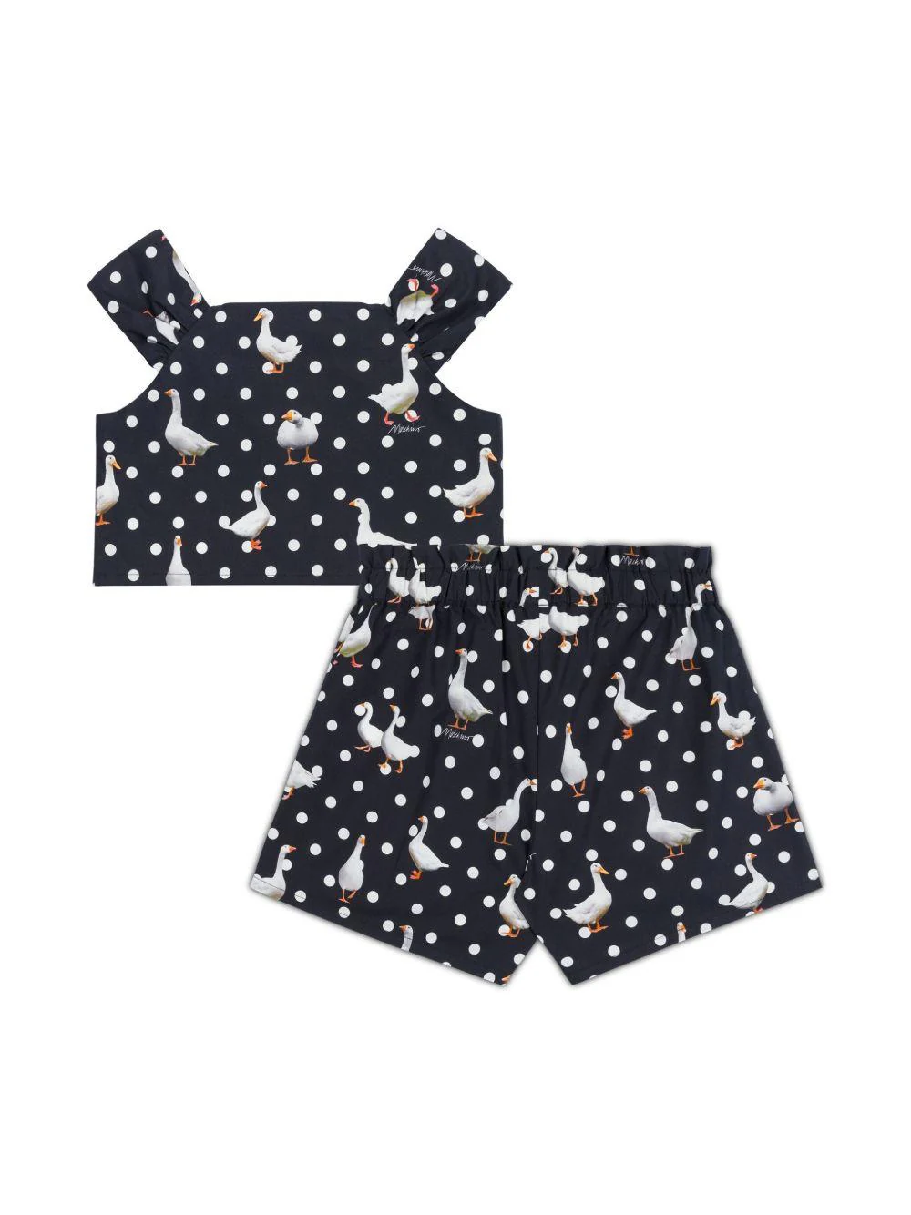 Set Top e Shorts per bambina Moschino Kids nero con stampa - Image 3