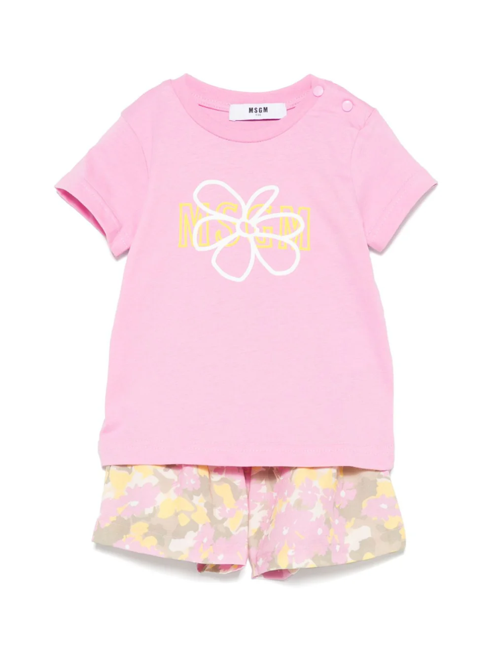 Set top e shorts per neonata MSGM Kids rosa a fiori