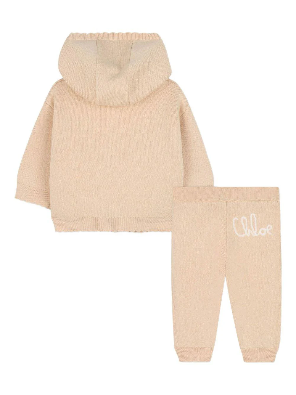 Set tuta sportiva per neonata Chloé Kids beige con logo ricamato - Image 4