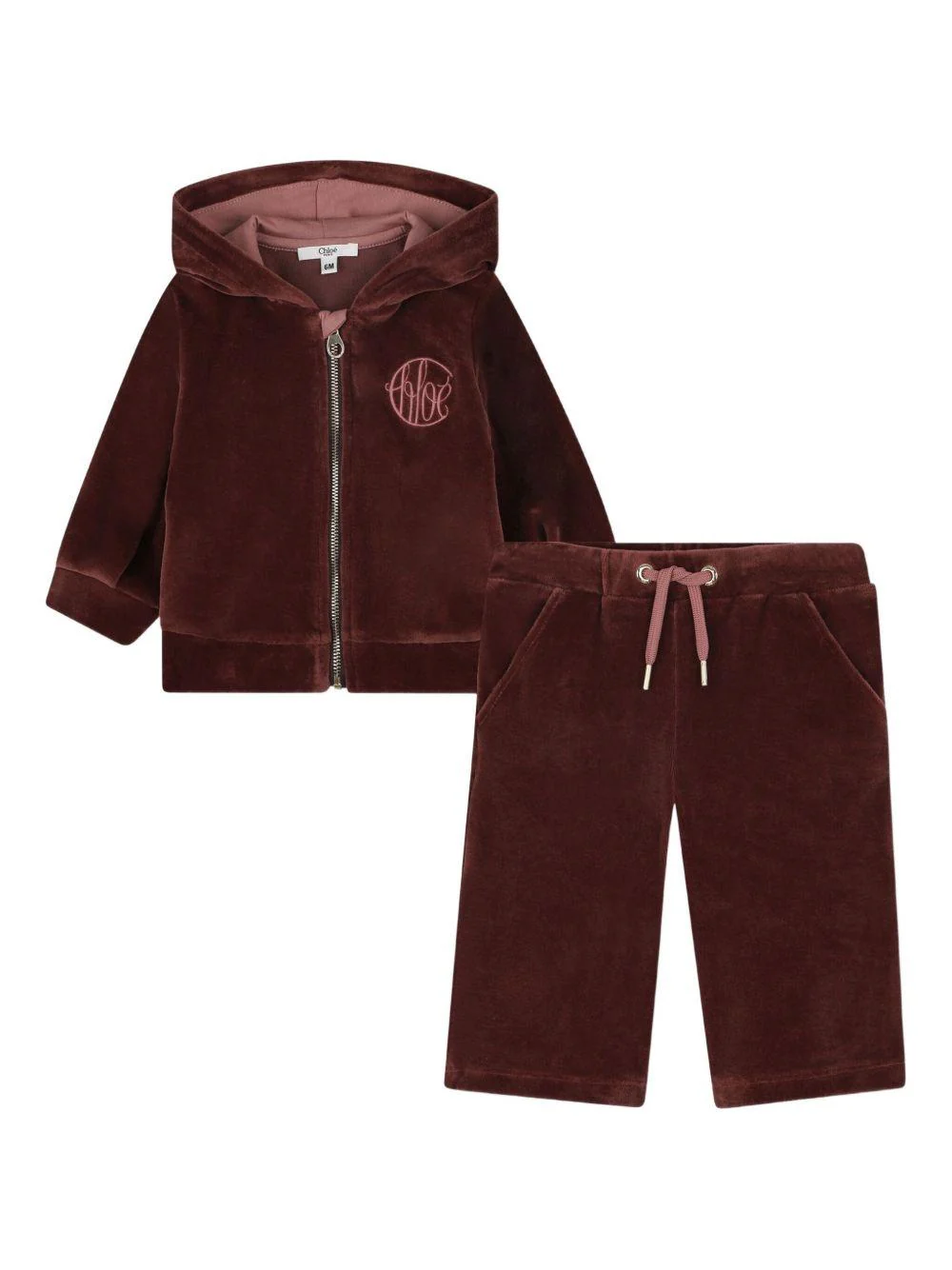 Set tuta sportiva per neonata Chloé Kids rosso con logo ricamato