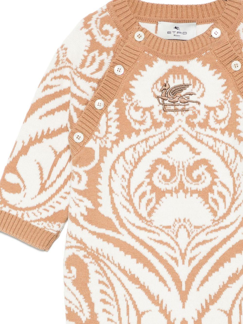 Set tutina con cappello abbinato per neonati ETRO KIDS beige con motivo damascato - Image 2