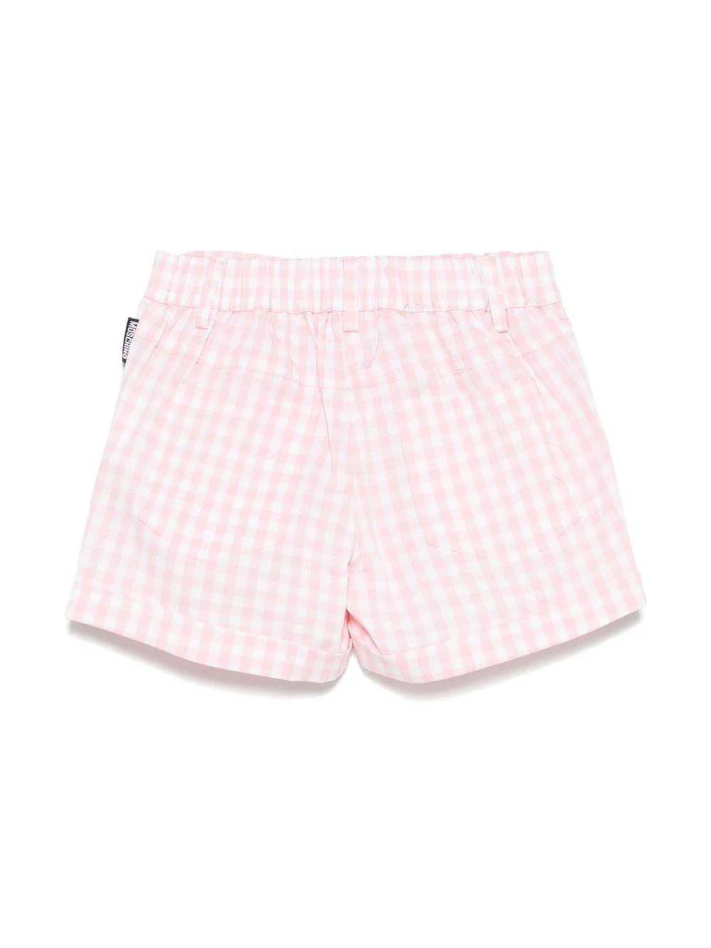 Shorts a quadretti per neonato Moschino Kids rosa con tasche posteriori - Image 2