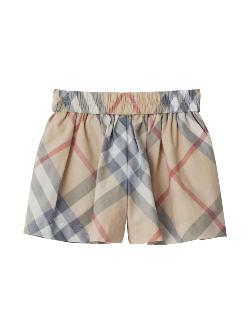 Shorts a quadri per neonata Burberry Kids beige con taglio straight