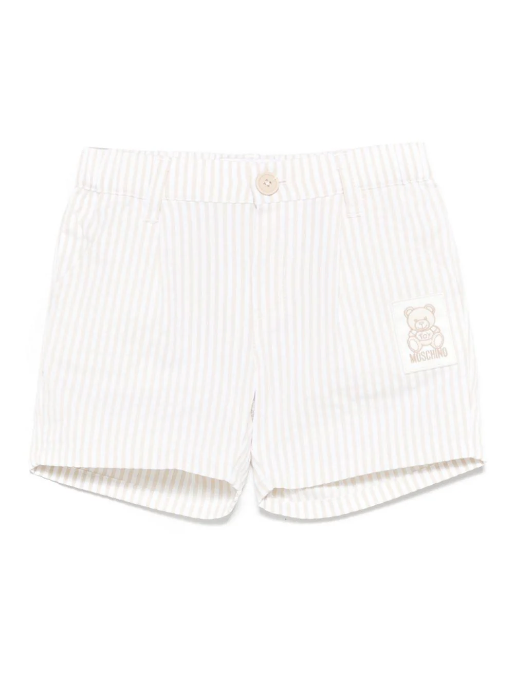 Shorts a righe per neonata Moschino Kids beige con passanti