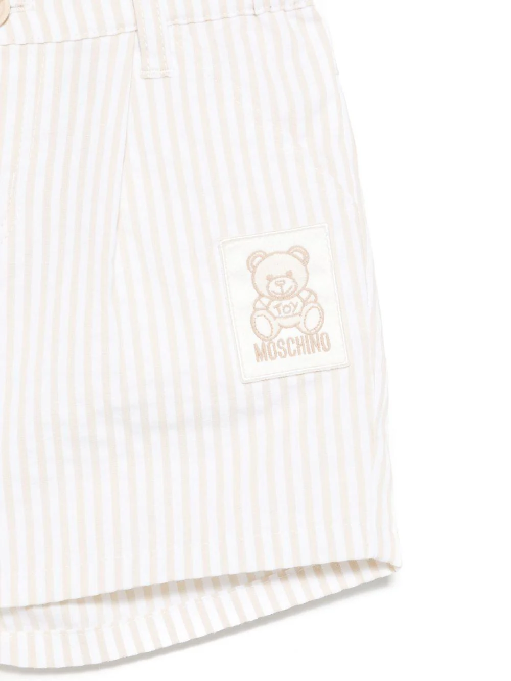 Shorts a righe per neonata Moschino Kids beige con passanti - Image 2