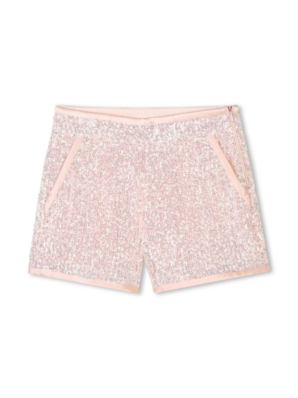 Shorts con paillettes per bambina Chloè Kids rosa con fodera in cotone
