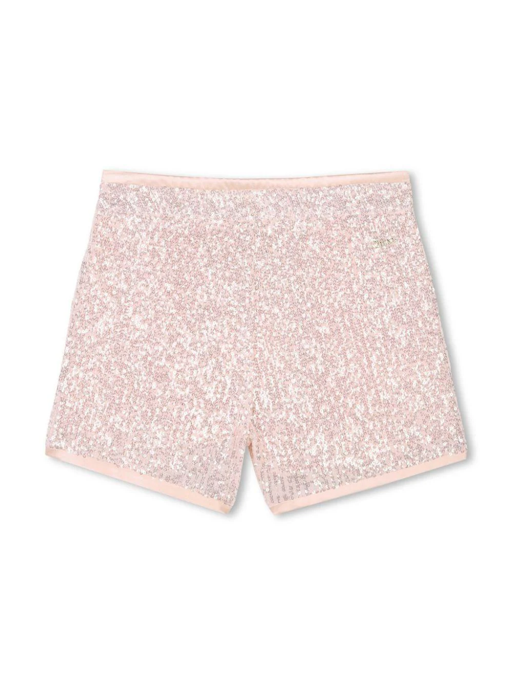 Shorts con paillettes per bambina Chloè Kids rosa con fodera in cotone - Image 2