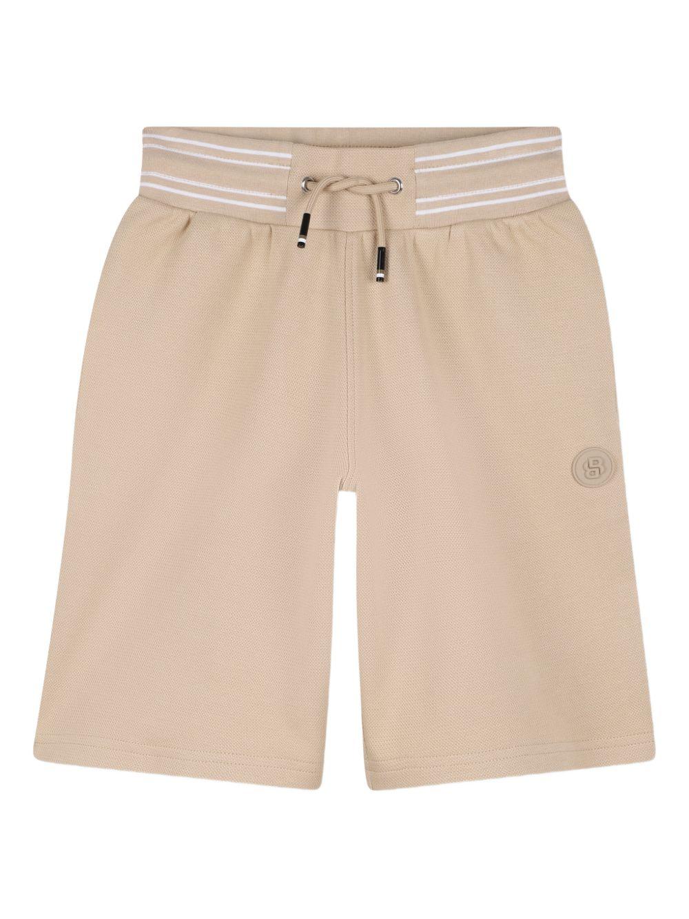 Shorts da bambino Boss Kids beige con motivo a righe