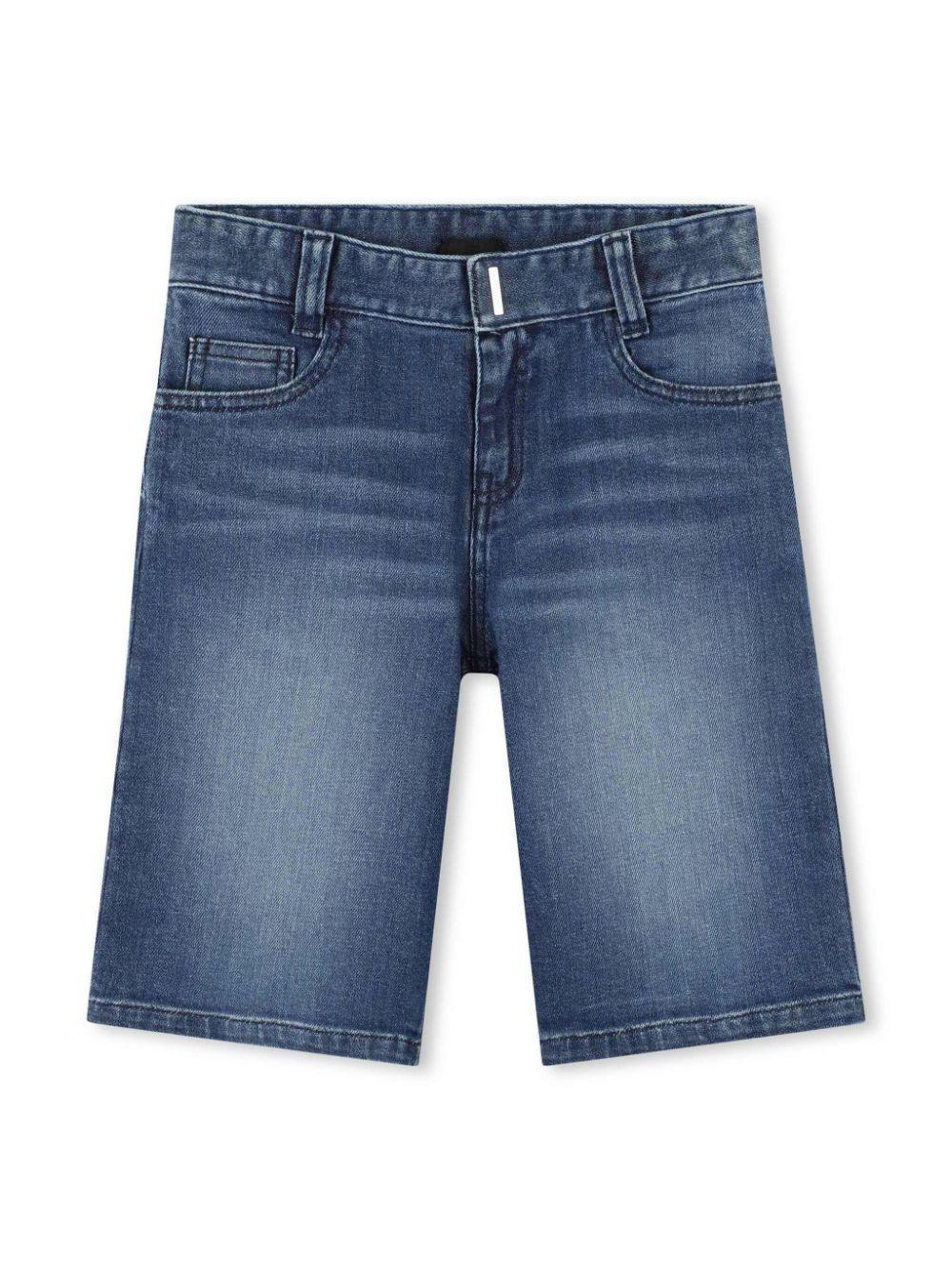 Shorts denim per bambino Givenchy Kids blu con logo sul retro