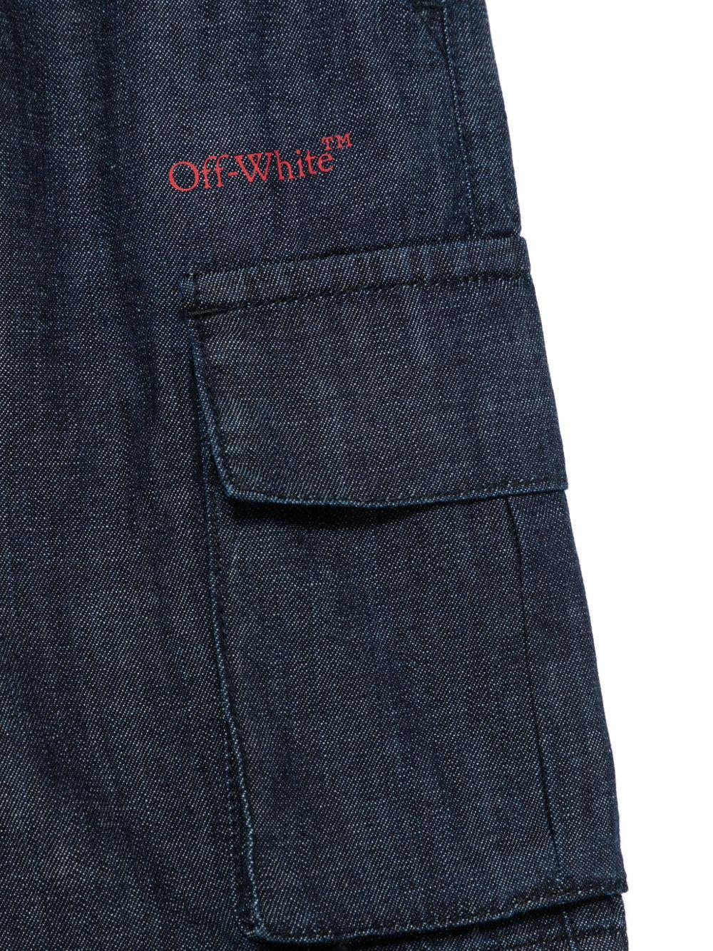 Shorts denim per bambino Off-White Kids blu con due tasche laterali - Image 3