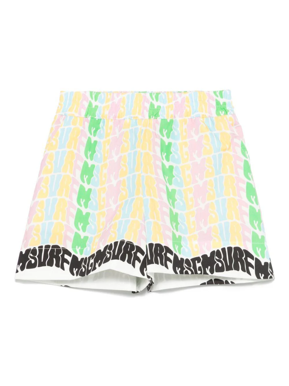 Shorts in popeline per bambina MSGM Kids bianco con stampa logo all-over