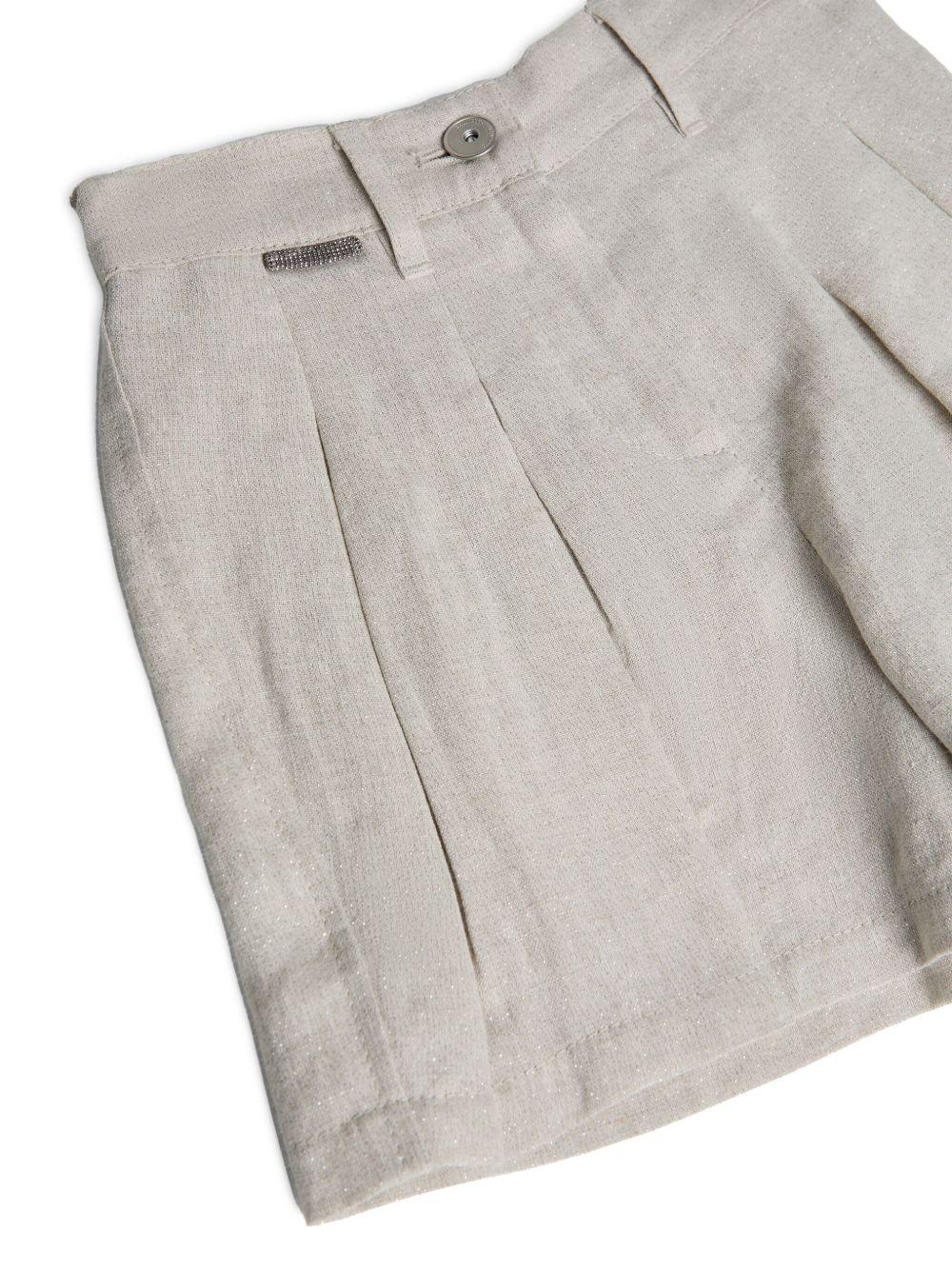 Shorts in tela per bambina Brunello Cucinelli Kids grigio con glitter - Image 3