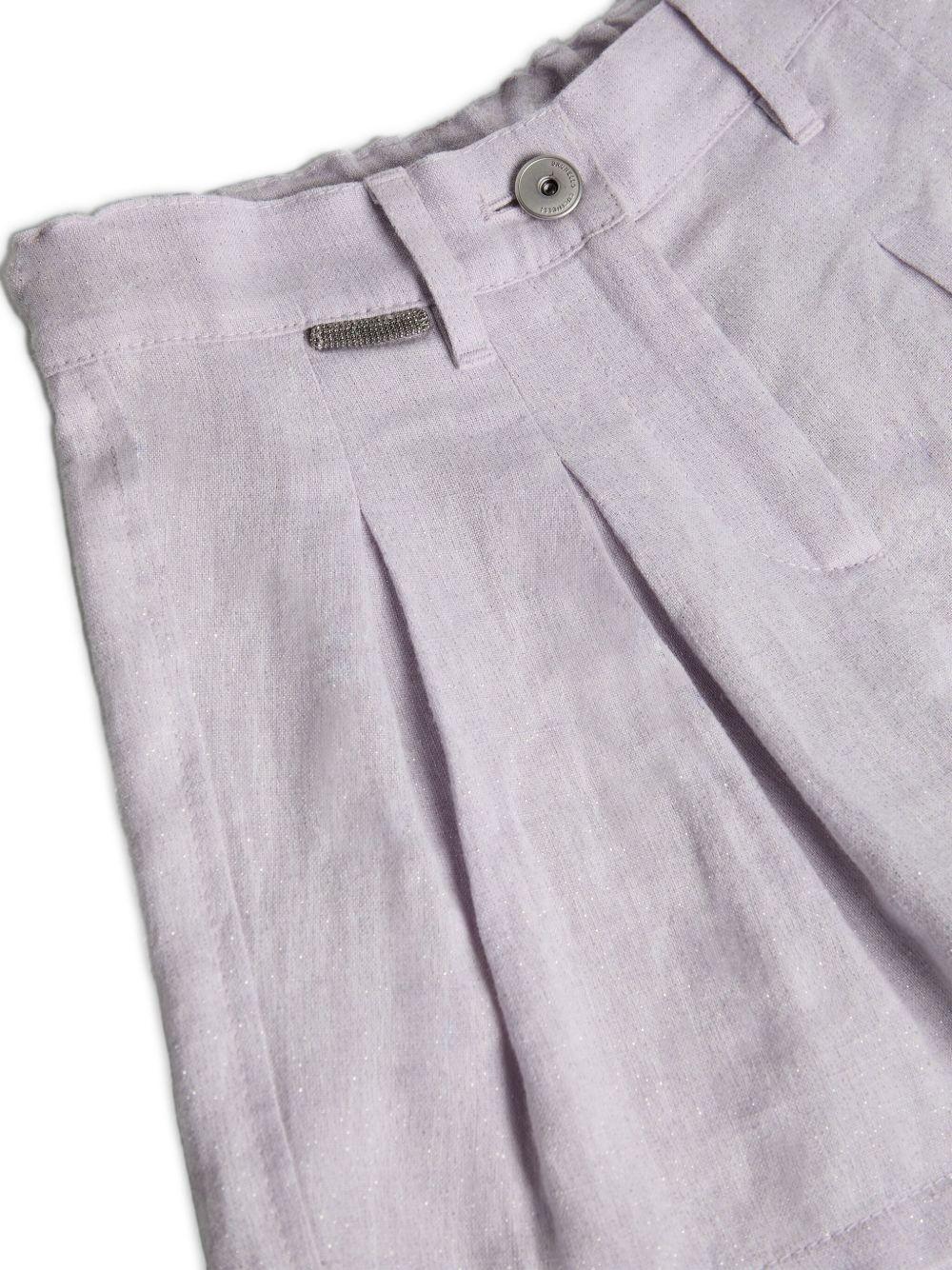 Shorts in tela per bambina Brunello Cucinelli Kids Lilla con glitter - Image 3