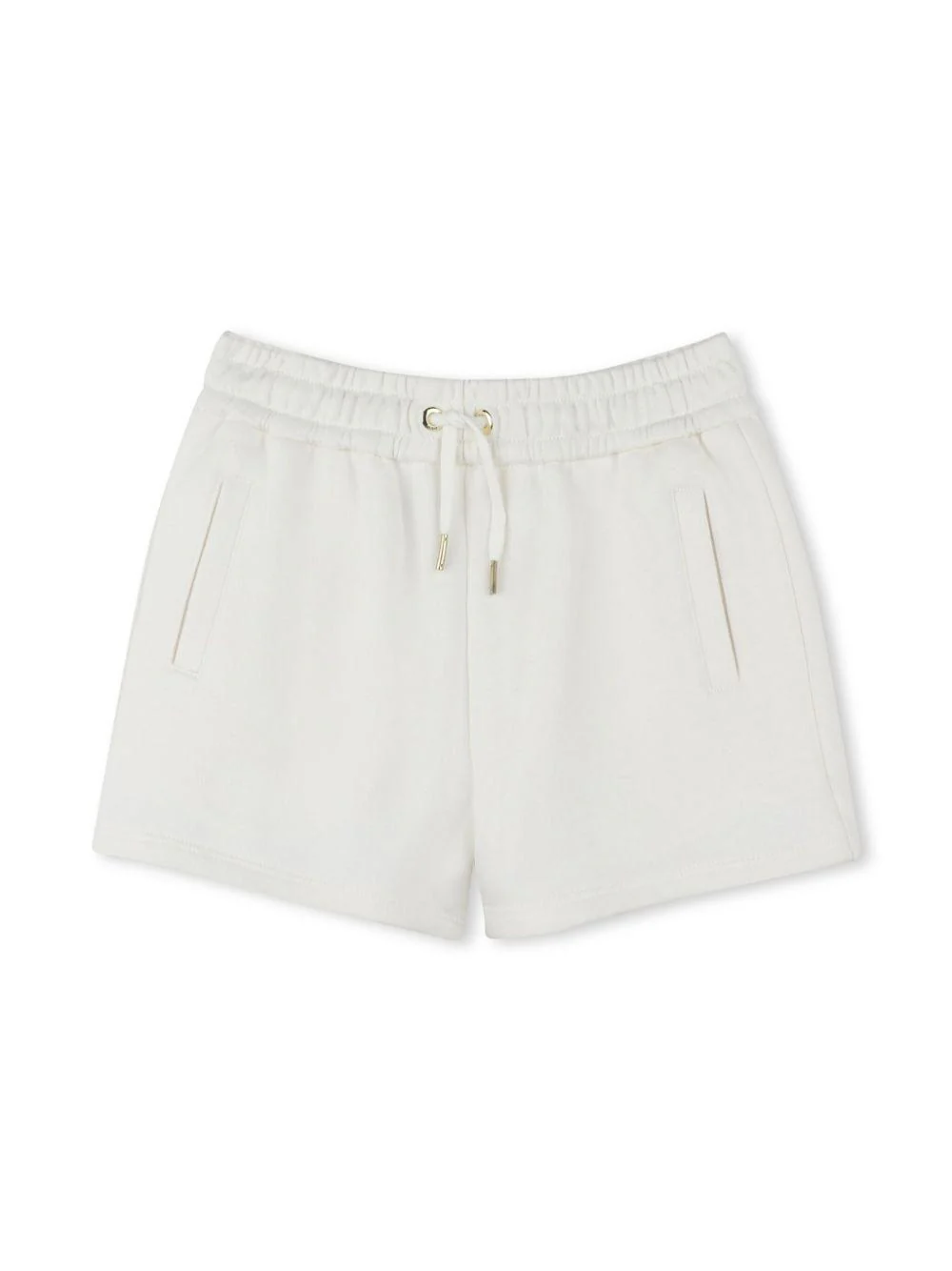 Shorts per bambina Chloé Kids bianco in cotone biologico e logo sul retro
