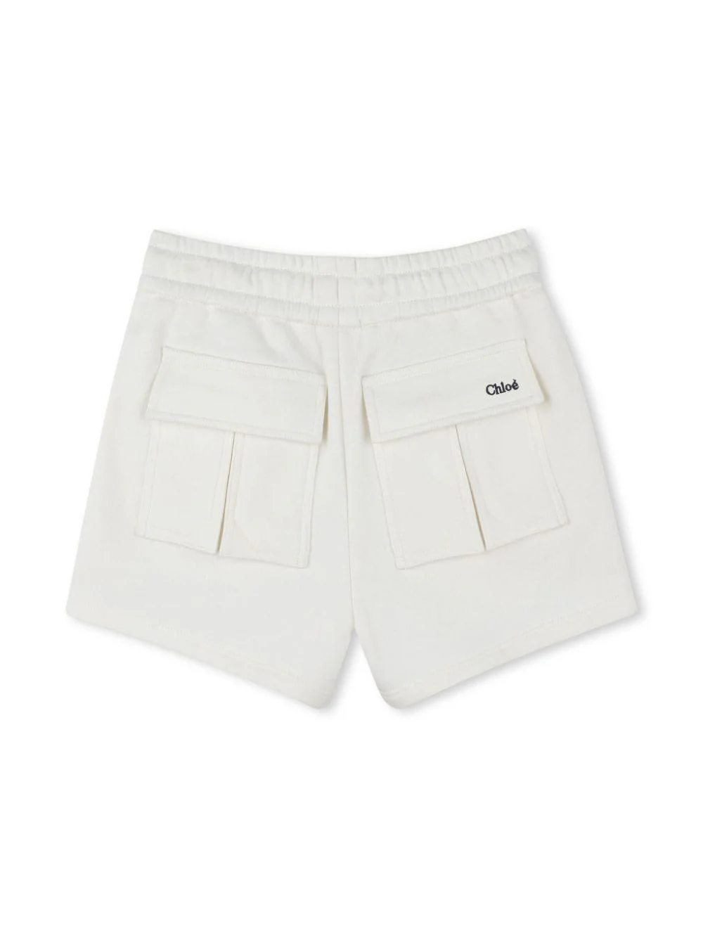 Shorts per bambina Chloé Kids bianco in cotone biologico e logo sul retro - Image 2
