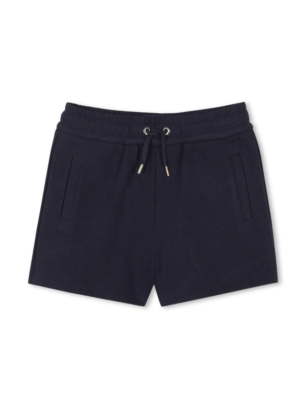Shorts per bambina Chloé Kids blu in cotone biologico e logo sul retro