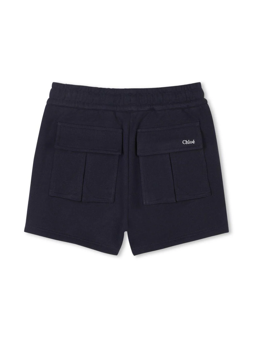 Shorts per bambina Chloé Kids blu in cotone biologico e logo sul retro - Image 2
