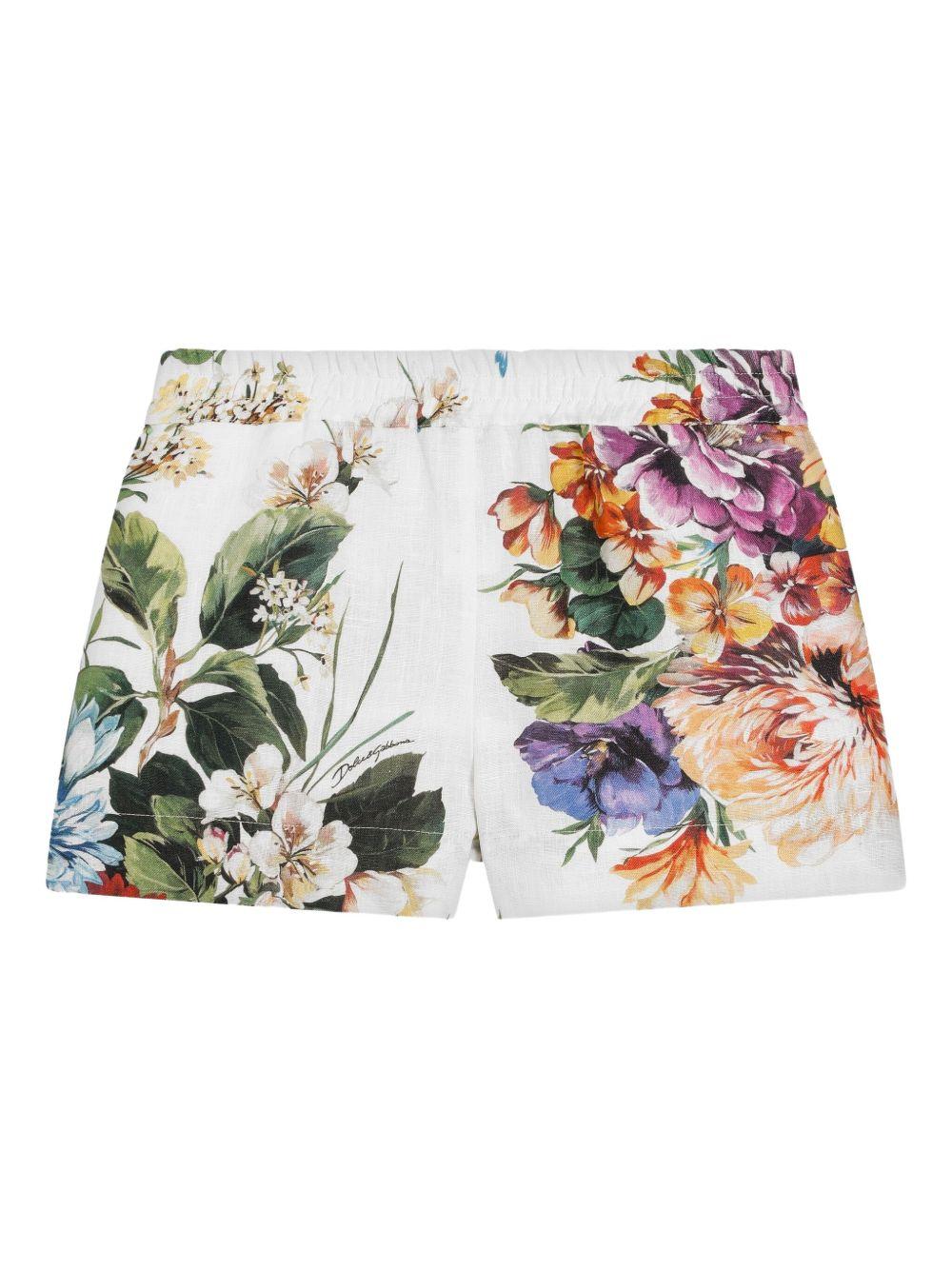 Shorts per bambina Dolce & Gabbana Kids bianca con stampa floreale