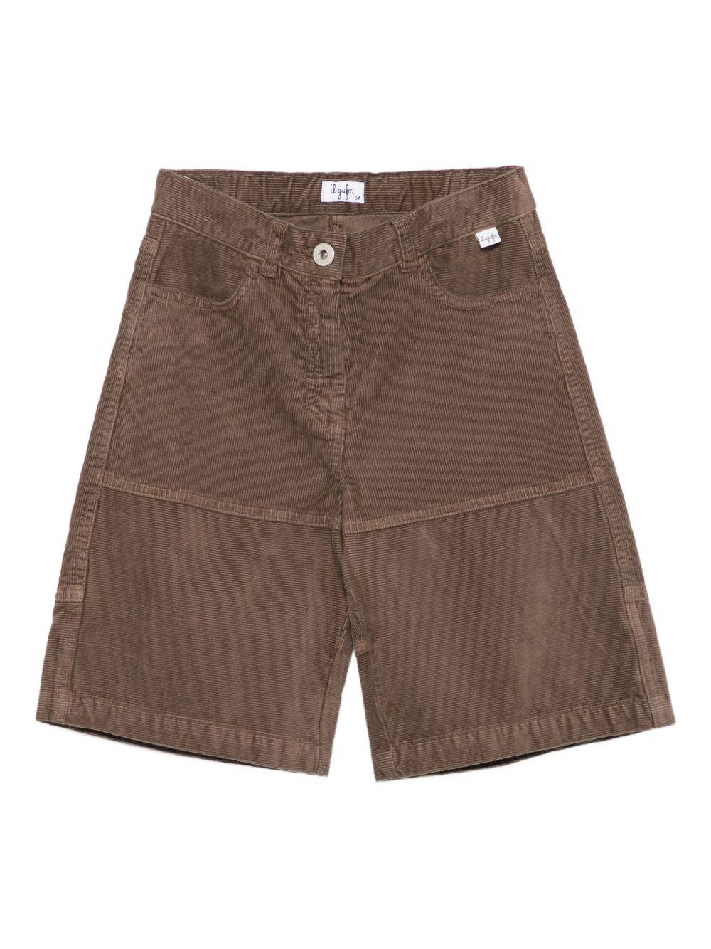 Shorts per bambina Il Gufo marrone in velluto a coste