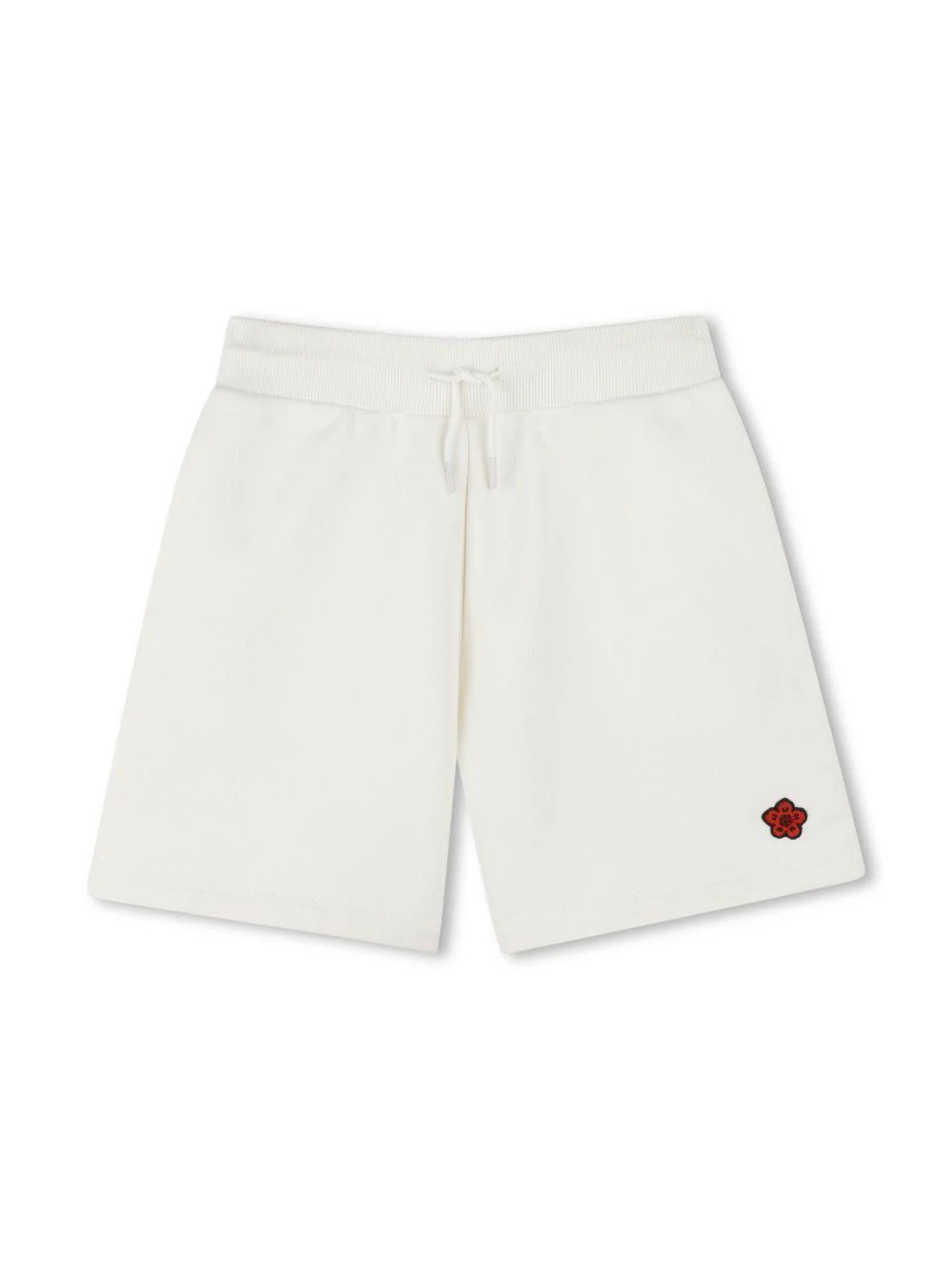 Shorts per bambina Kenzo Kids bianco con applicazione logo sulla gamba