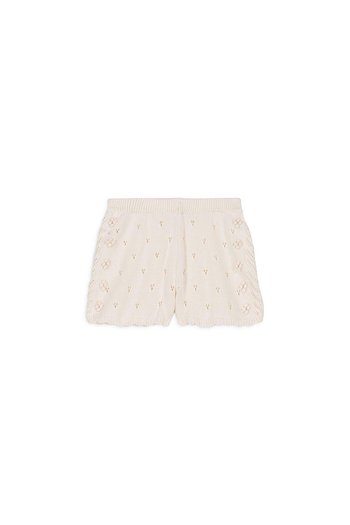 Shorts per bambina Louise Misha Kids beige con ricamo all-over