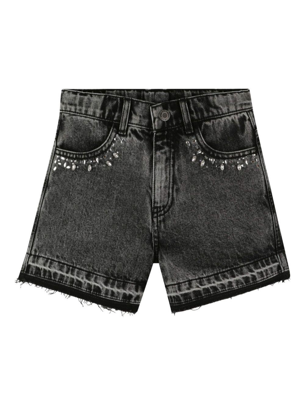 Shorts per bambina Marc Jacobs Kids in denim grigio con decorazione