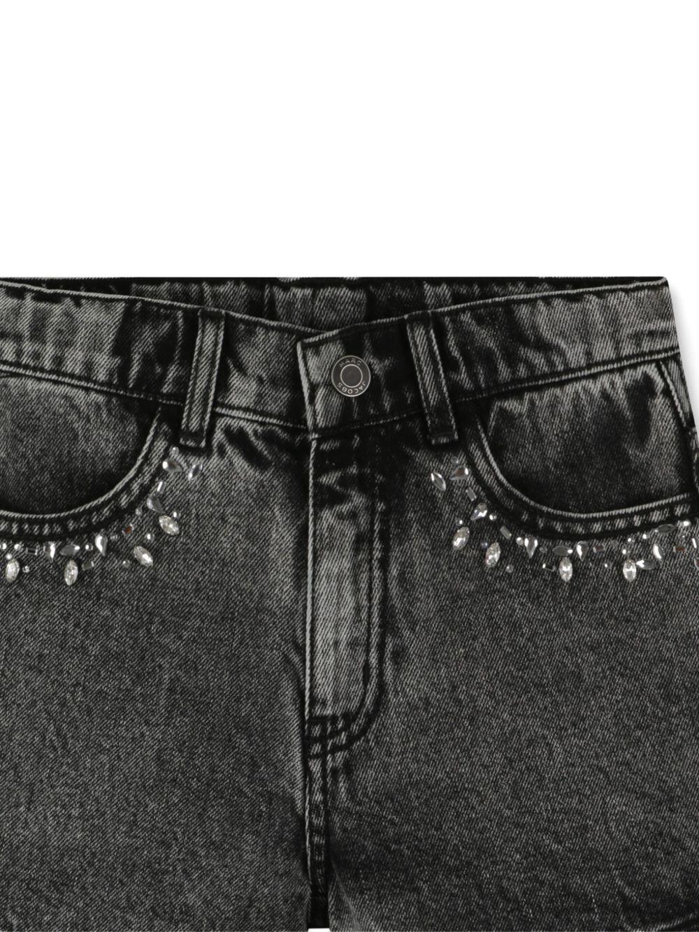 Shorts per bambina Marc Jacobs Kids in denim grigio con decorazione - Image 2
