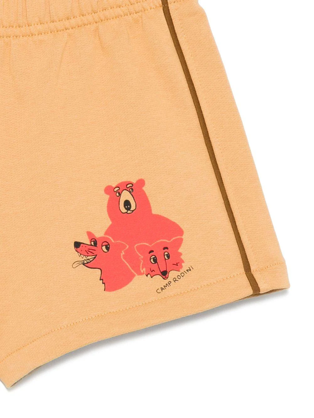 Shorts per bambina Mini Rodini beige con stampa grafica sul davanti - Image 3