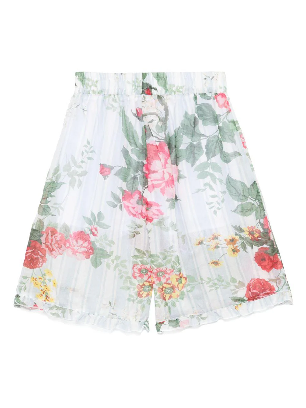 Shorts per bambina Vivetta azzurro in misto cotone e seta con stampa floreale all-over - Image 2