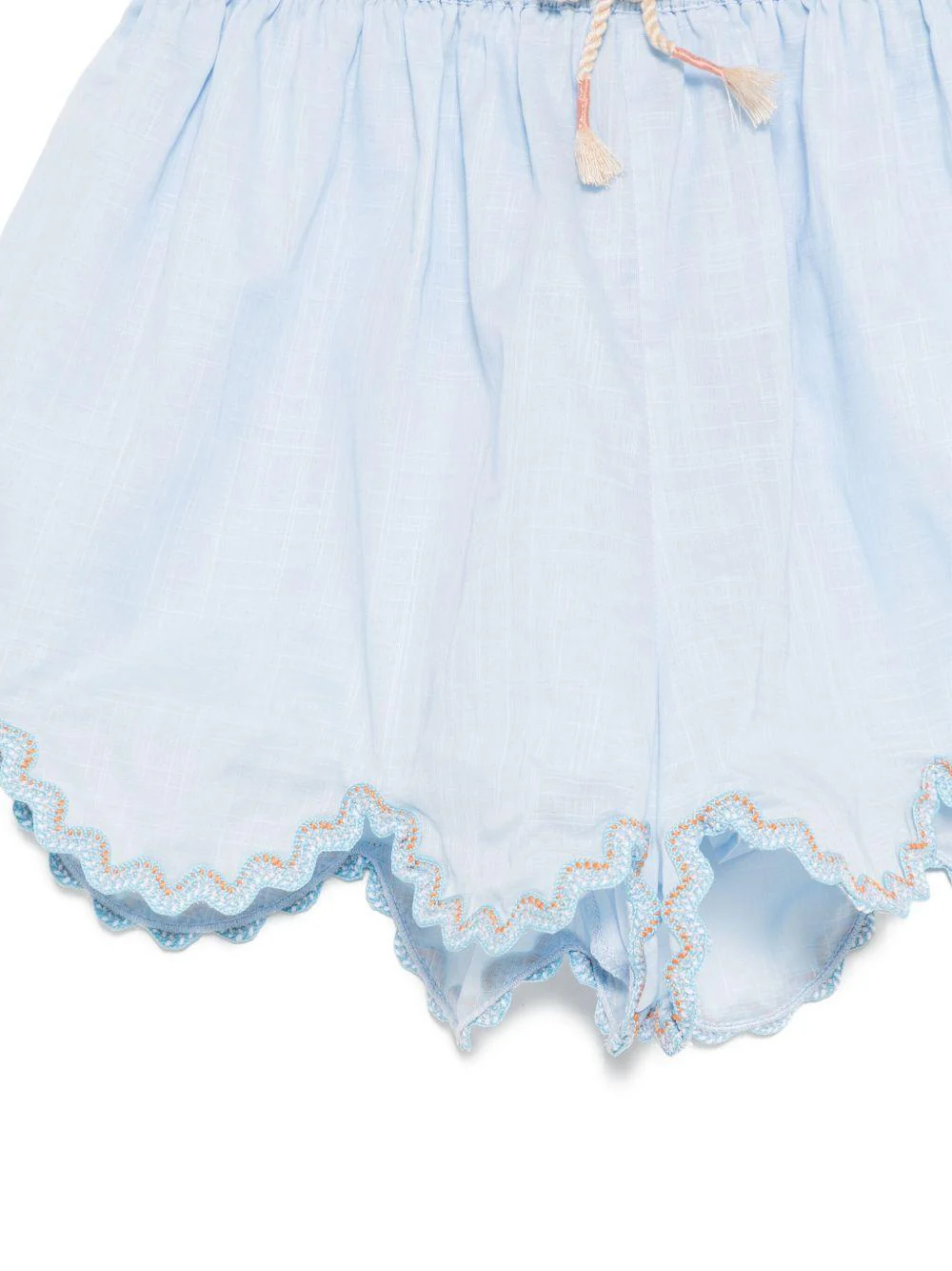 Shorts per bambina ZIMMERMANN Kids Cascadian azzurro con orlo a smerlo - Image 3