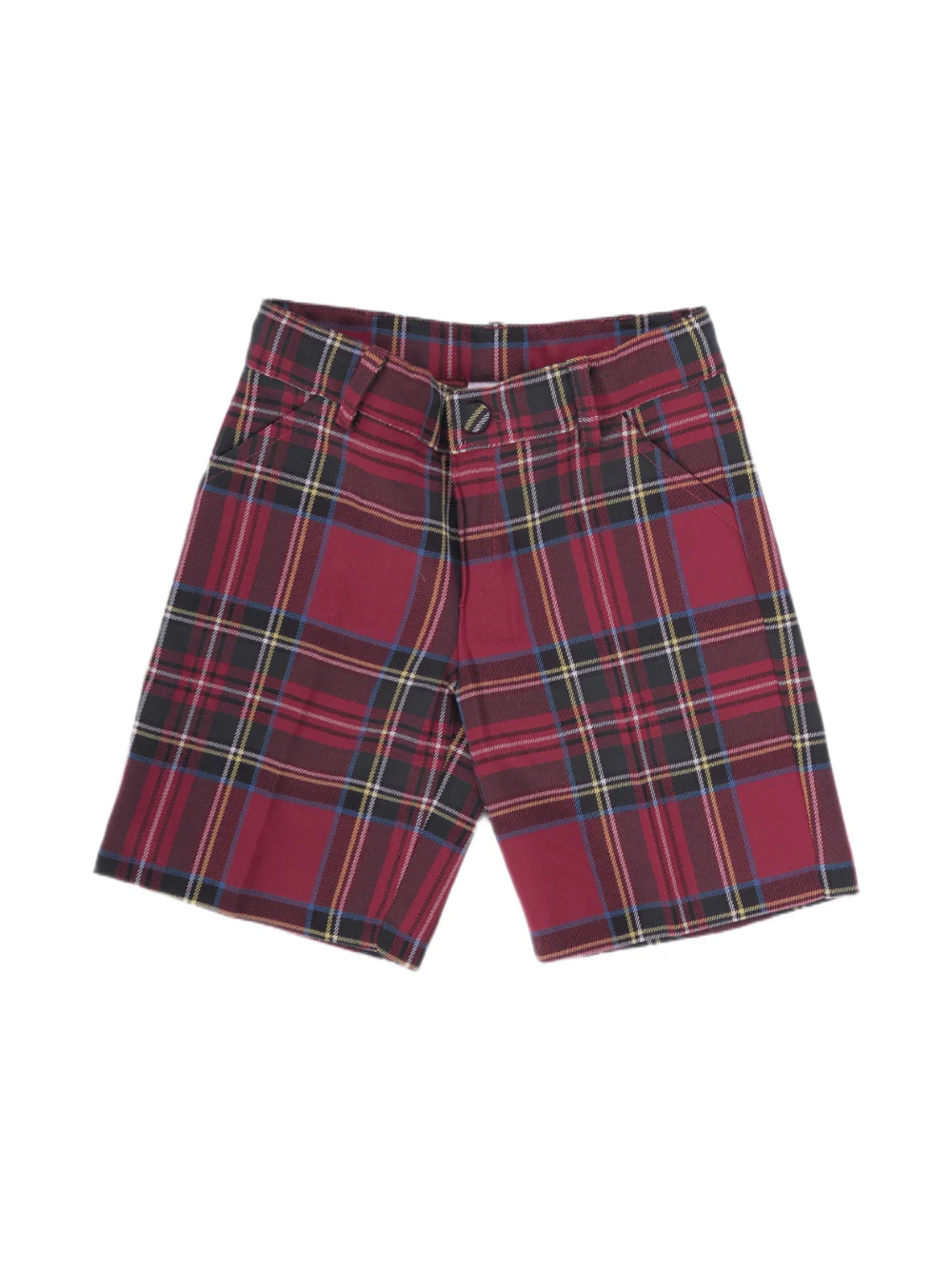 Shorts per bambino Baroni rosso con motivo scozzese