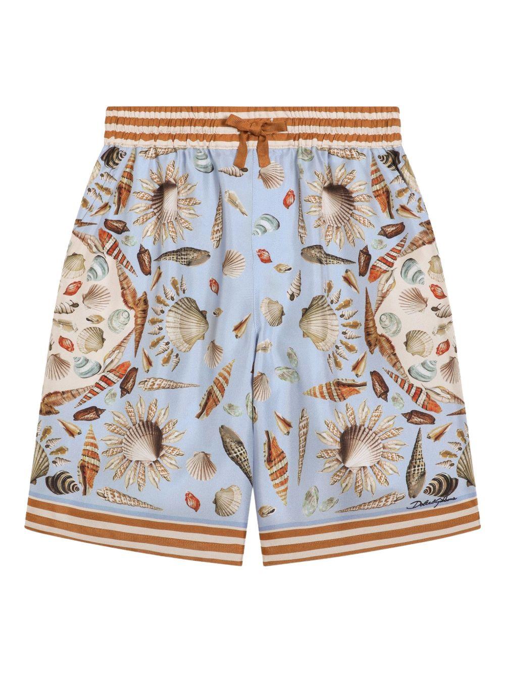 Shorts per bambino Dolce & Gabbana Kids azzurri con stampa grafica all-over