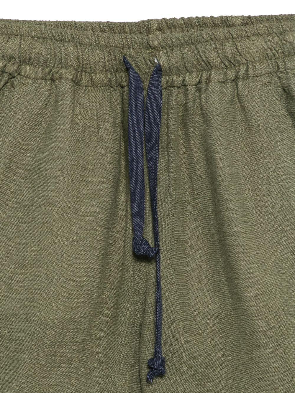 Shorts per bambino Drumohr Kids verde in lino - Image 2