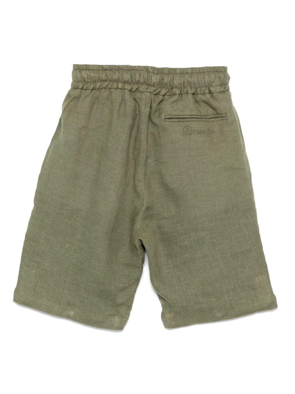 Shorts per bambino Drumohr Kids verde in lino - Image 3