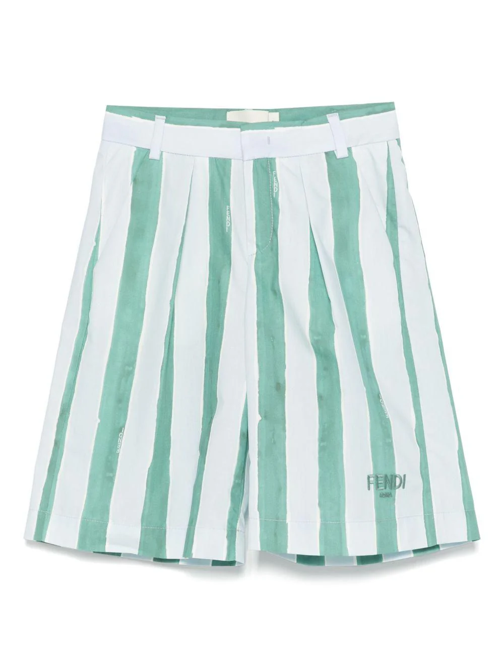 Shorts per bambino Fendi Kids bianco a righe verticali verdi