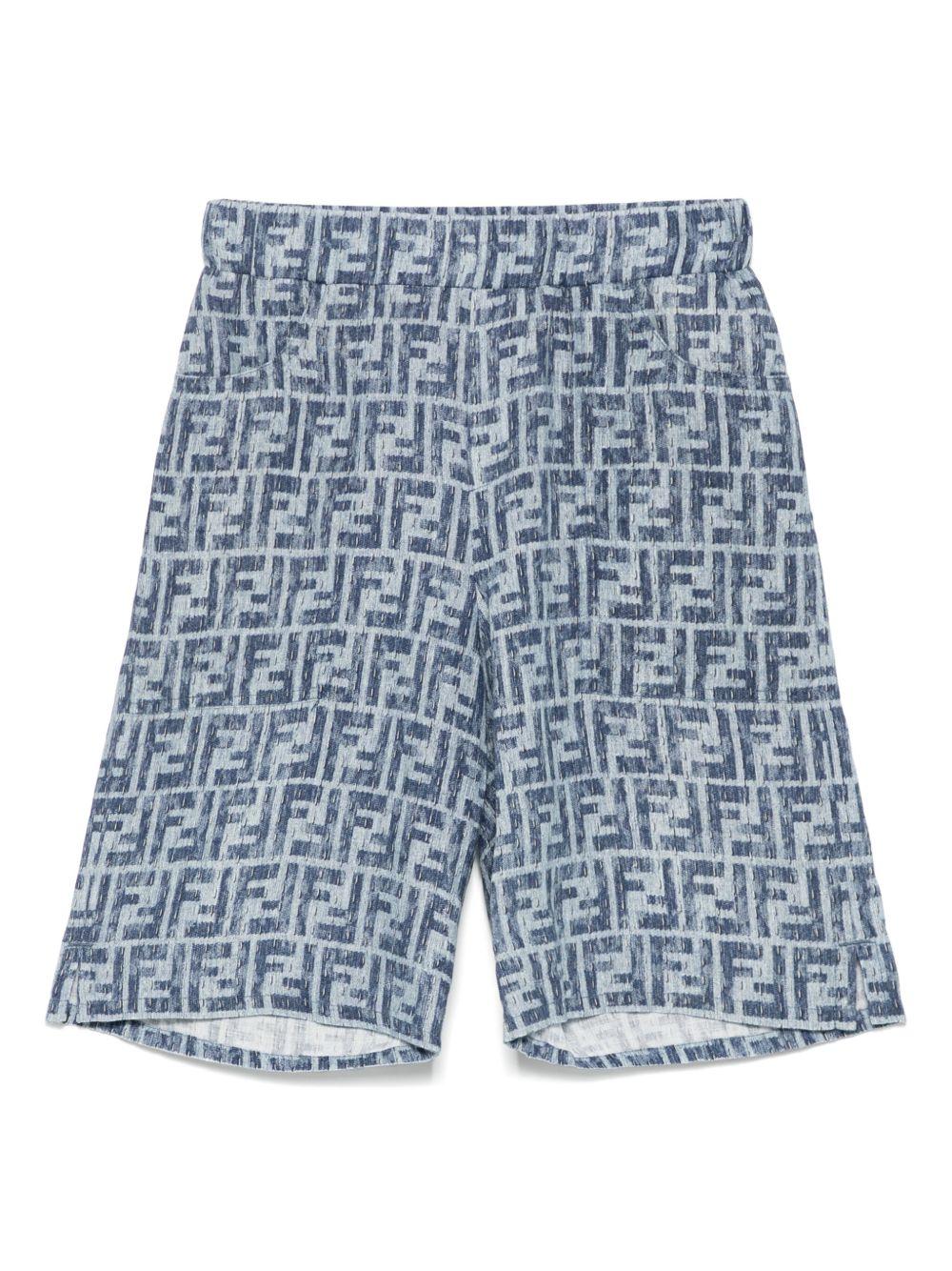 Shorts per bambino Fendi Kids denim con stampa FF