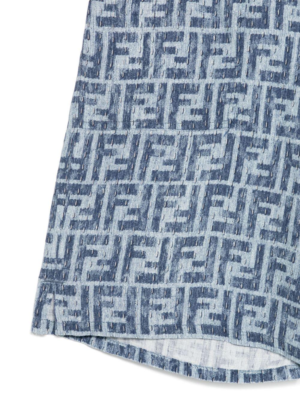 Shorts per bambino Fendi Kids denim con stampa FF - Image 2