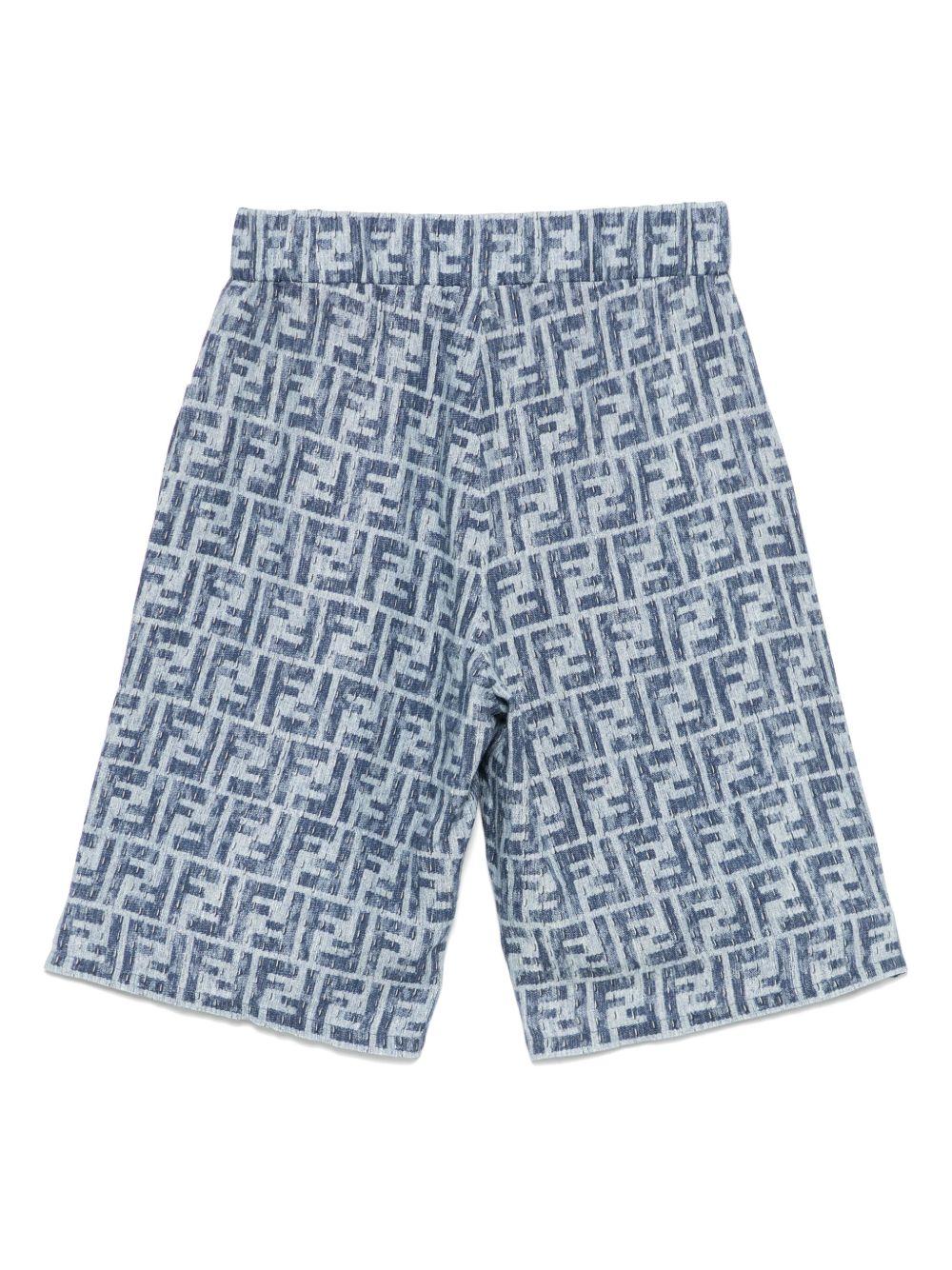Shorts per bambino Fendi Kids denim con stampa FF - Image 3