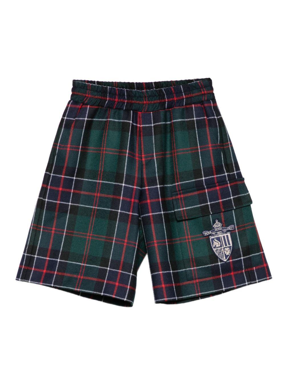 Shorts per bambino Fendi Kids verde con motivo a quadri