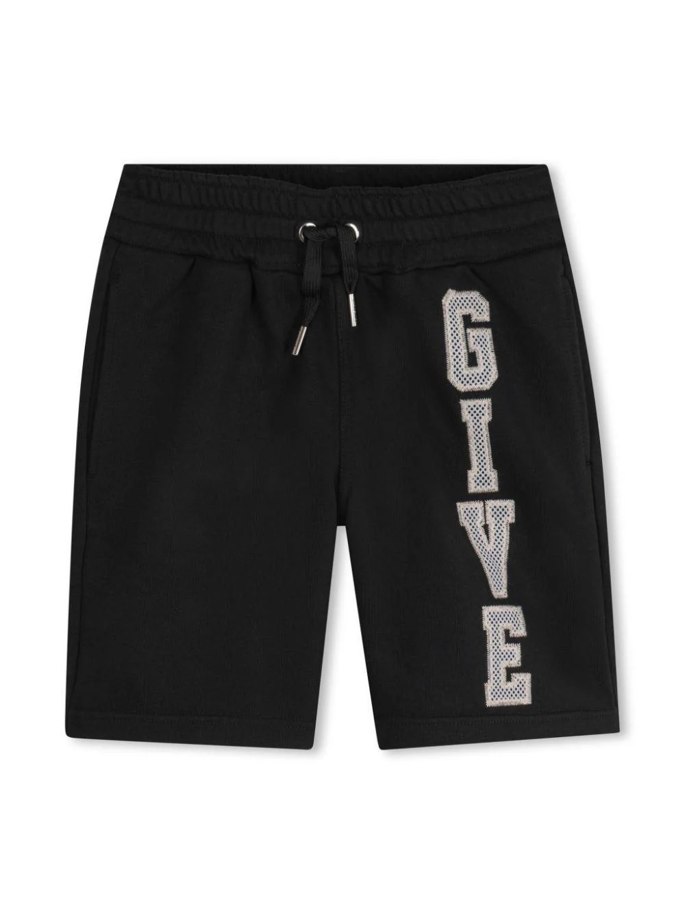 Shorts per bambino Givenchy Kids nero con ricamo logo sulla gamba