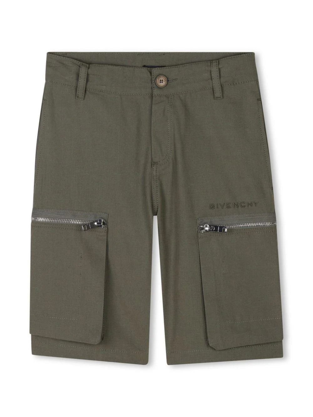 Shorts per bambino Givenchy Kids verde con ricamo con logo frontale